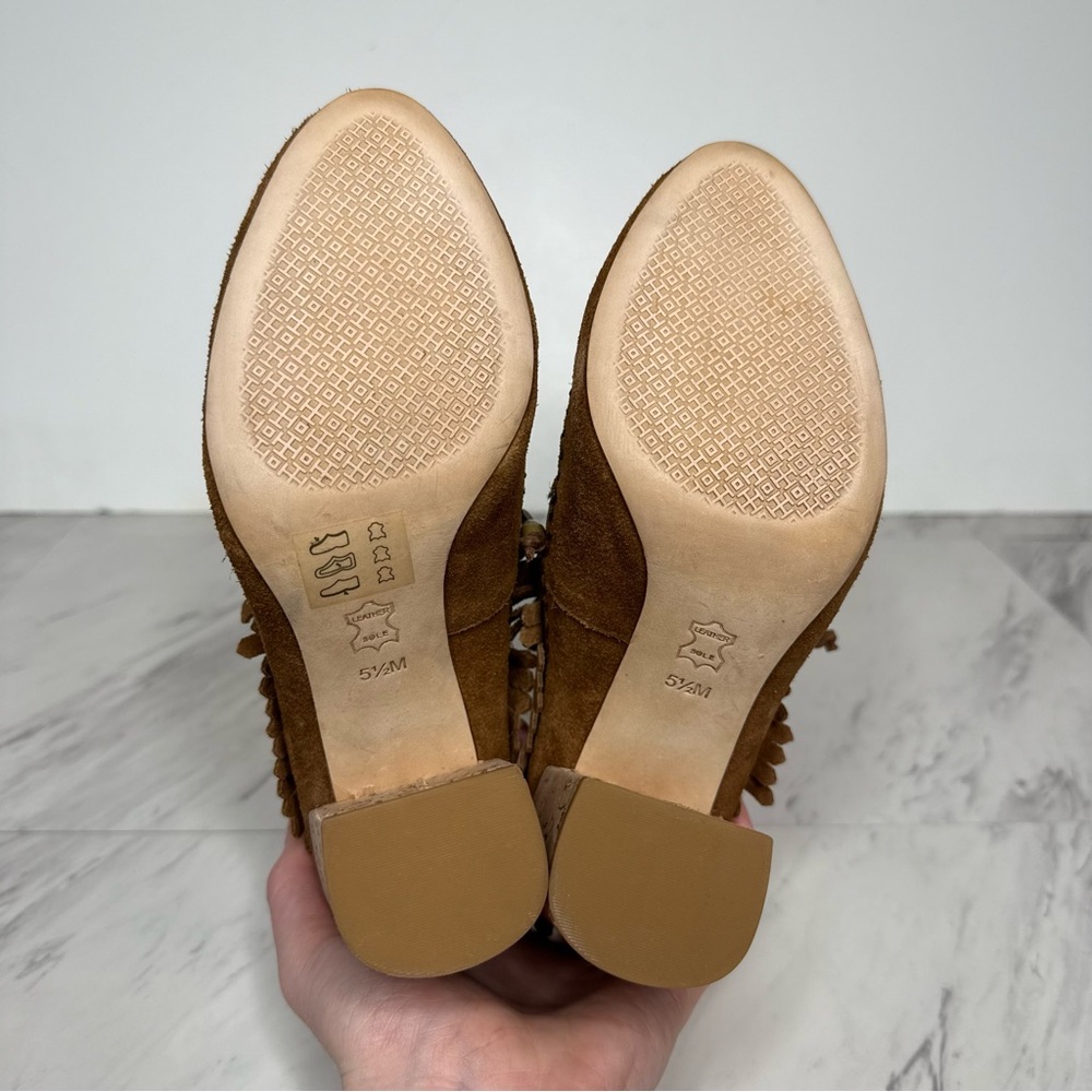 Tory Burch Huntington Fringe Brown Suede Beaded Bootie 5 1/2 M - Picture 13 of 14